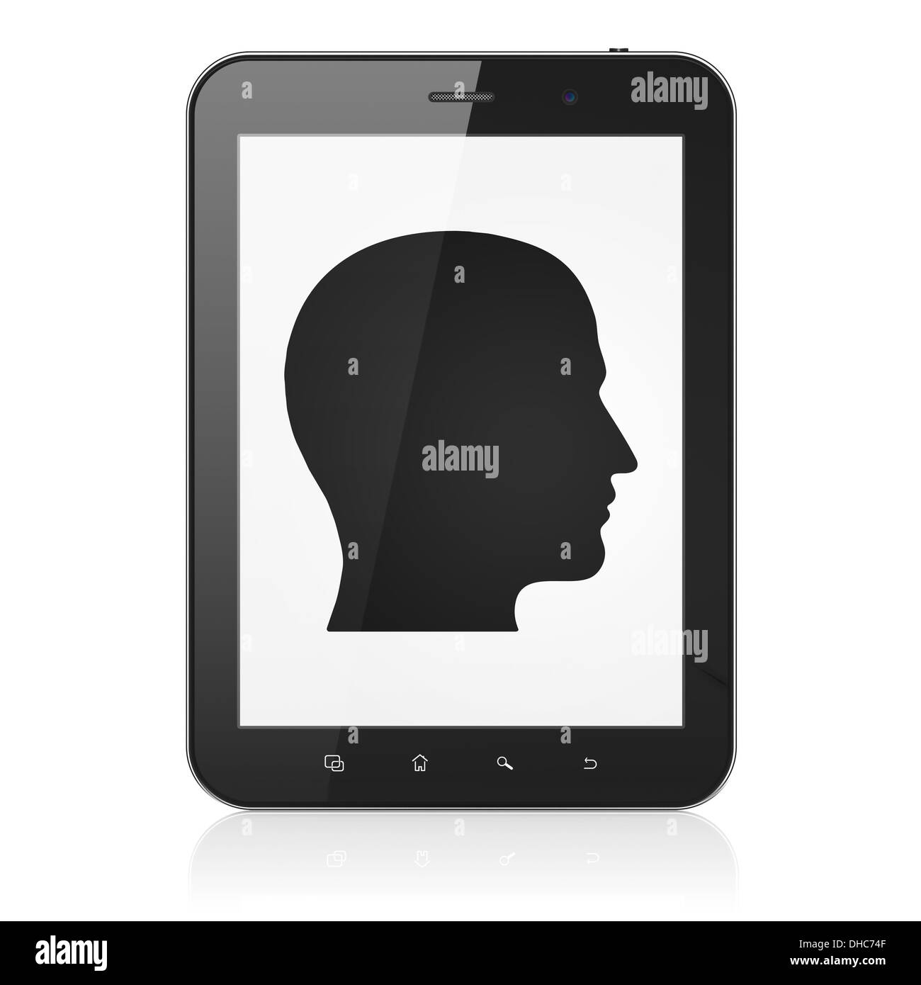 Il concetto di business: Testa su tablet pc Foto Stock