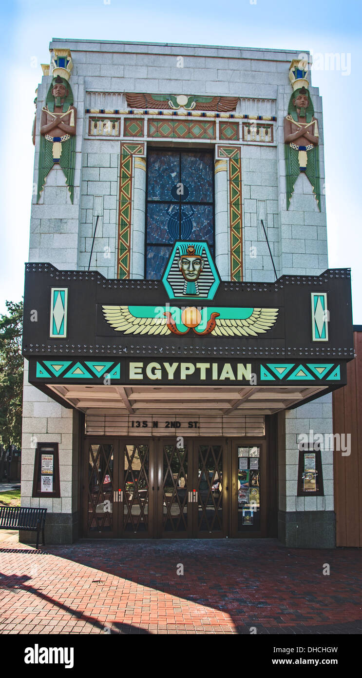 Teatro egiziano in DeKalb, Illinois, una città lungo la Lincoln Highway Foto Stock