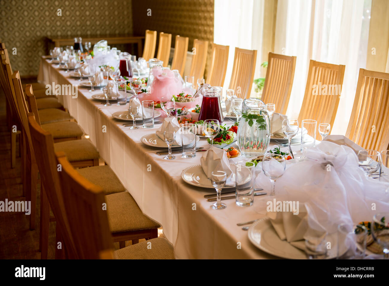 Banchetto di lusso messa in tavola al ristorante Foto Stock