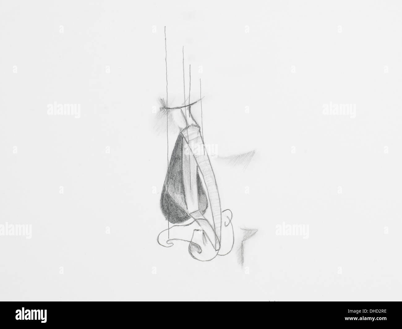 Dettaglio del naso disegno a matita su carta bianca Foto stock - Alamy