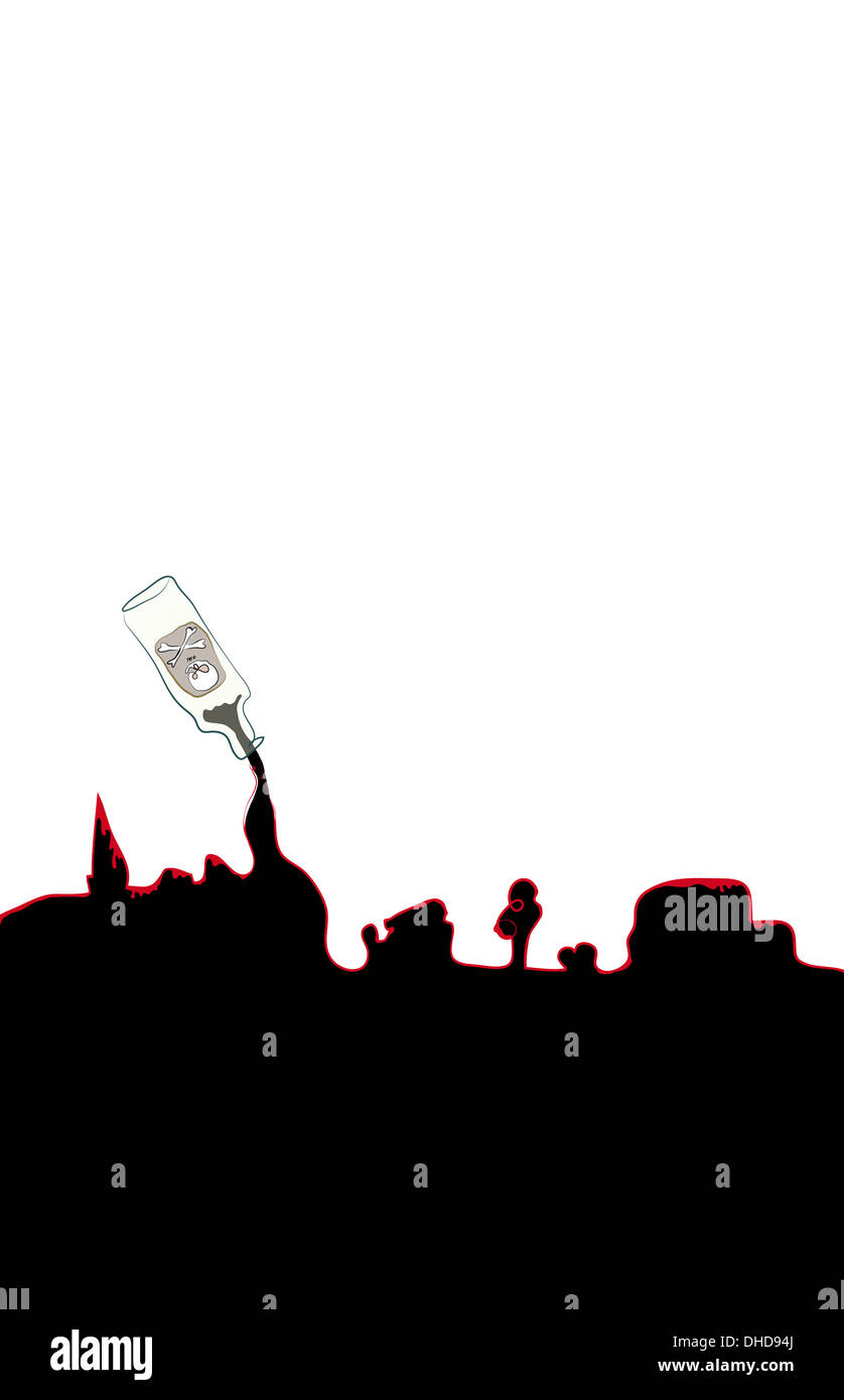 Illustrazione concettuale di morte e di una città Foto Stock