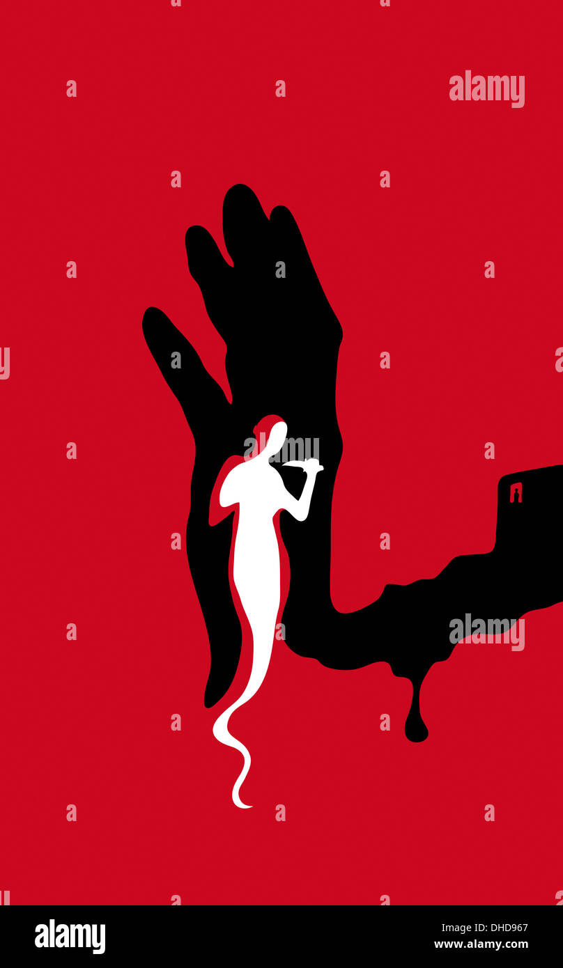 Illustrazione concettuale di fermare il crimine e la violenza Foto Stock