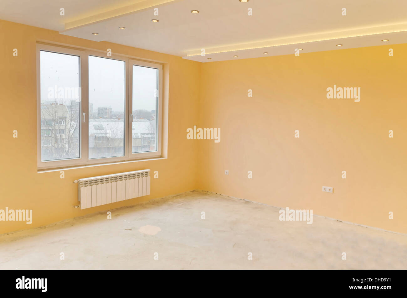 Aspetto del rinnovamento dipinta di fresco camera moderna con illuminazione a LED Foto Stock