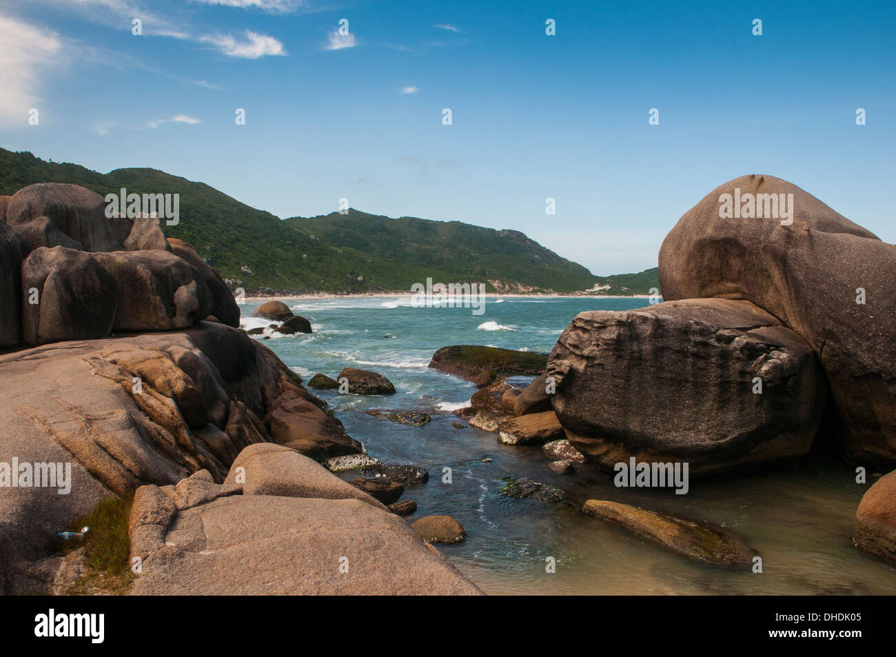 Spiaggia di mole in Ilha Catarina (Santa Catarina Island), Stato di Santa Catarina, Brasile Foto Stock