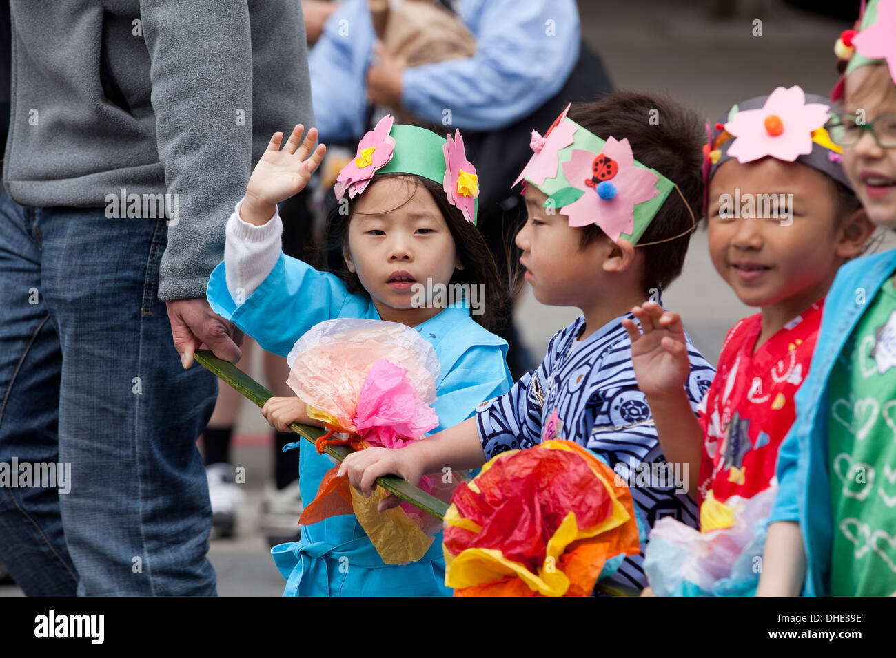 Japanese-American bambini a Obon festival estivo - San Francisco, California USA Foto Stock