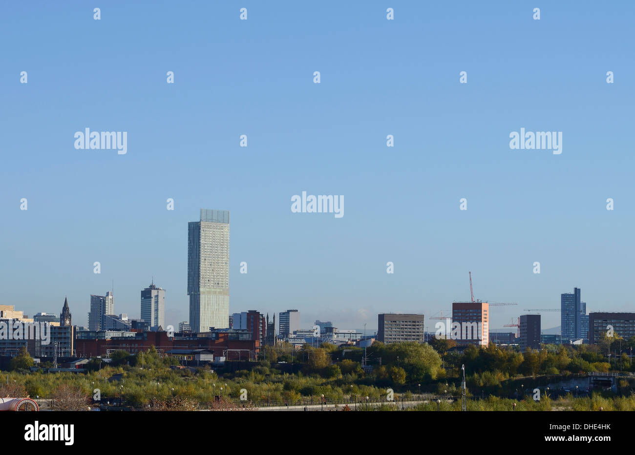 Il centro città di Manchester skyline compreso il Beetham Tower Foto Stock