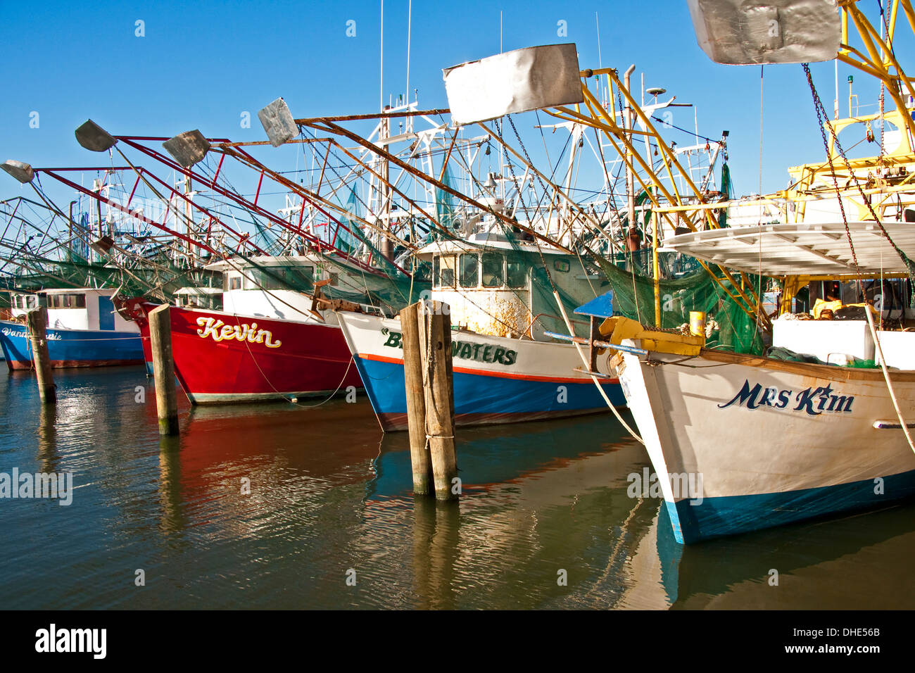 Costa del Golfo del Mississippi shrimping commerciale barche nel porto di Biloxi. Foto Stock