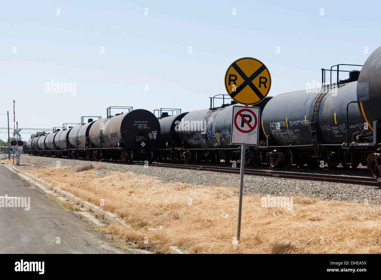 DOT 111 serbatoio rail cars - California USA Foto Stock