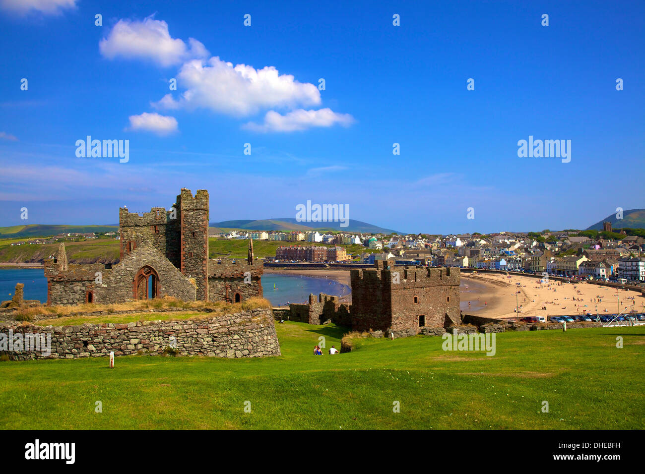 Originale Cattedrale di pelare, sbucciare castello, San Patrizio isola, Isola di Man, Europa Foto Stock