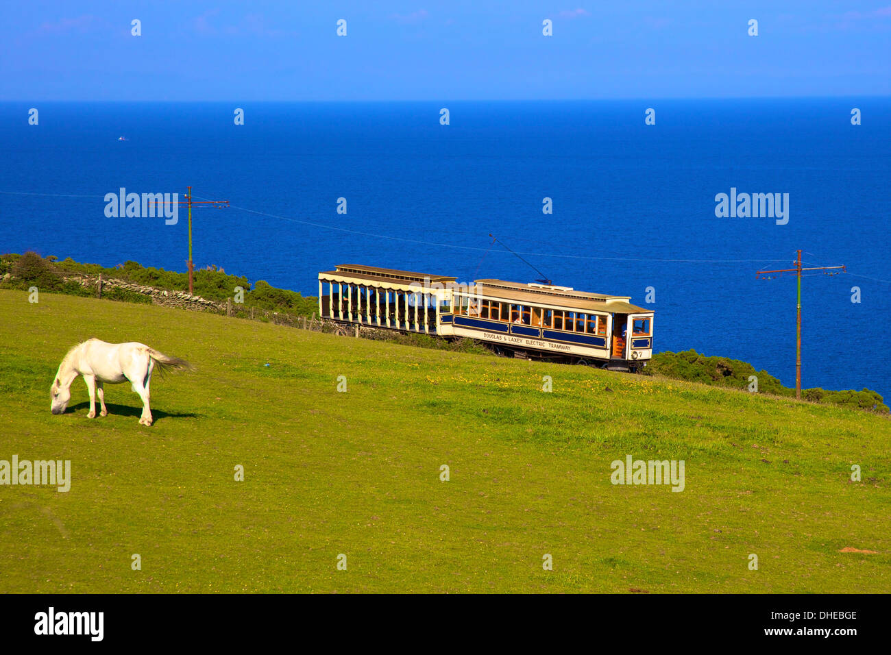 Manx elettrica ferroviaria, Isola di Man, Europa Foto Stock