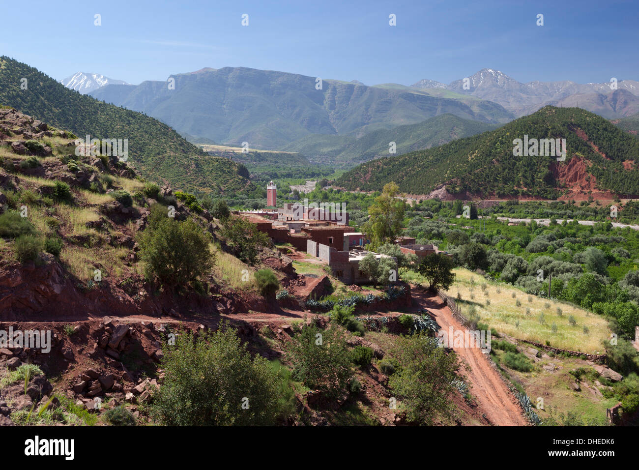 Villaggio berbero, Ourika Valley, montagne Atlas, Marocco, Africa Settentrionale, Africa Foto Stock