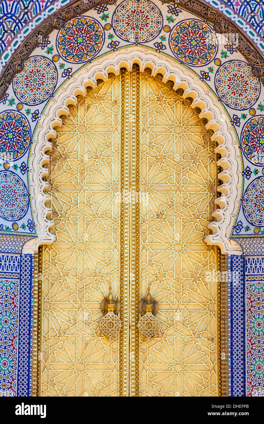 Royal Palace porta, Fes, Marocco, Africa Settentrionale, Africa Foto Stock