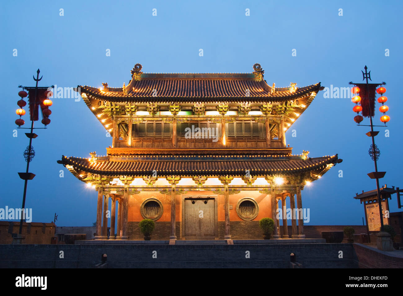 Torre di Porta sull'ultima rimasta intatta la dinastia Ming parete della città in Cina, città di Pingyao, UNESCO, nella provincia di Shanxi, Cina Foto Stock