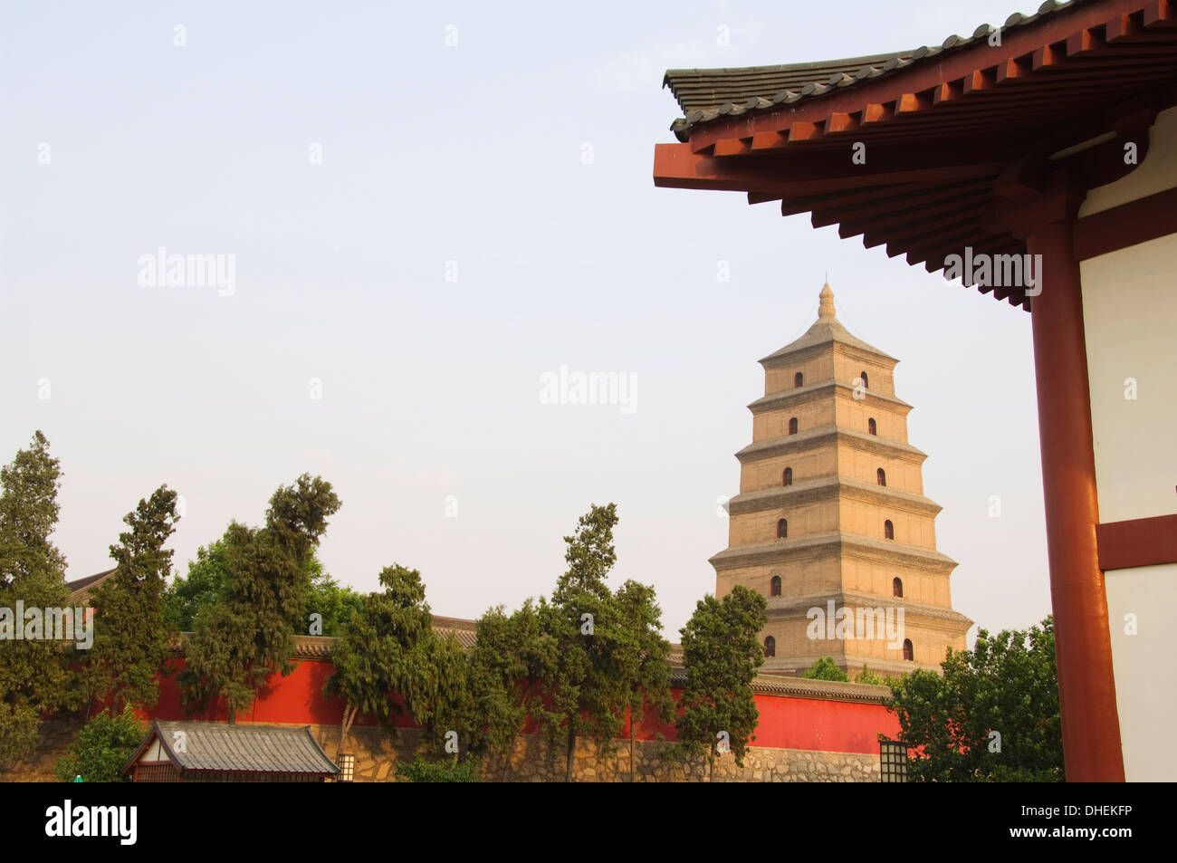Grande Pagoda dell'oca, Dinastia Tang, costruito nel 652 dall'Imperatore Gaozong, Citta' di Xian, Provincia di Shaanxi, Cina e Asia Foto Stock