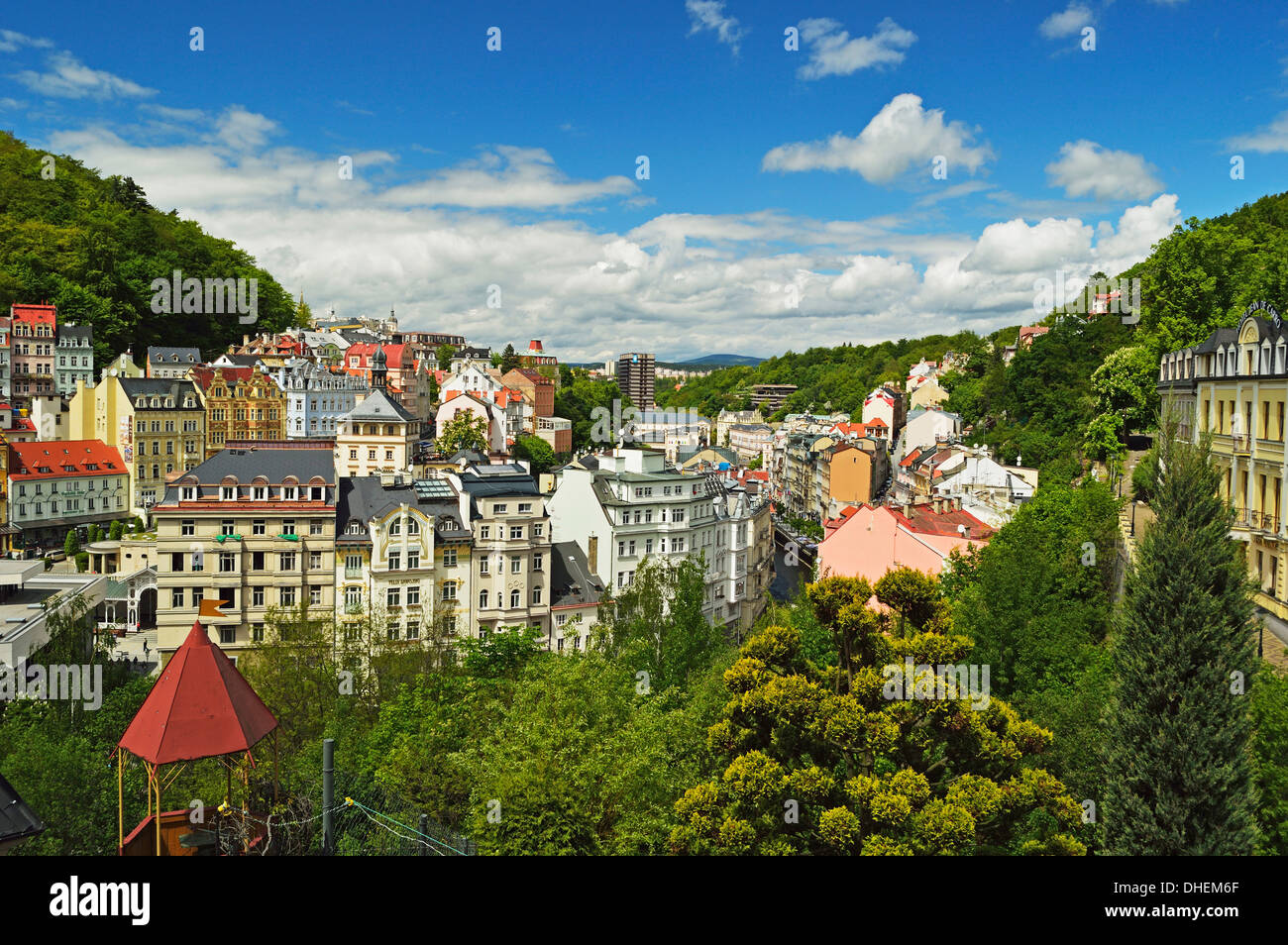 Storico sezione termale di Karlovy Vary, Boemia, Repubblica Ceca, Europa Foto Stock