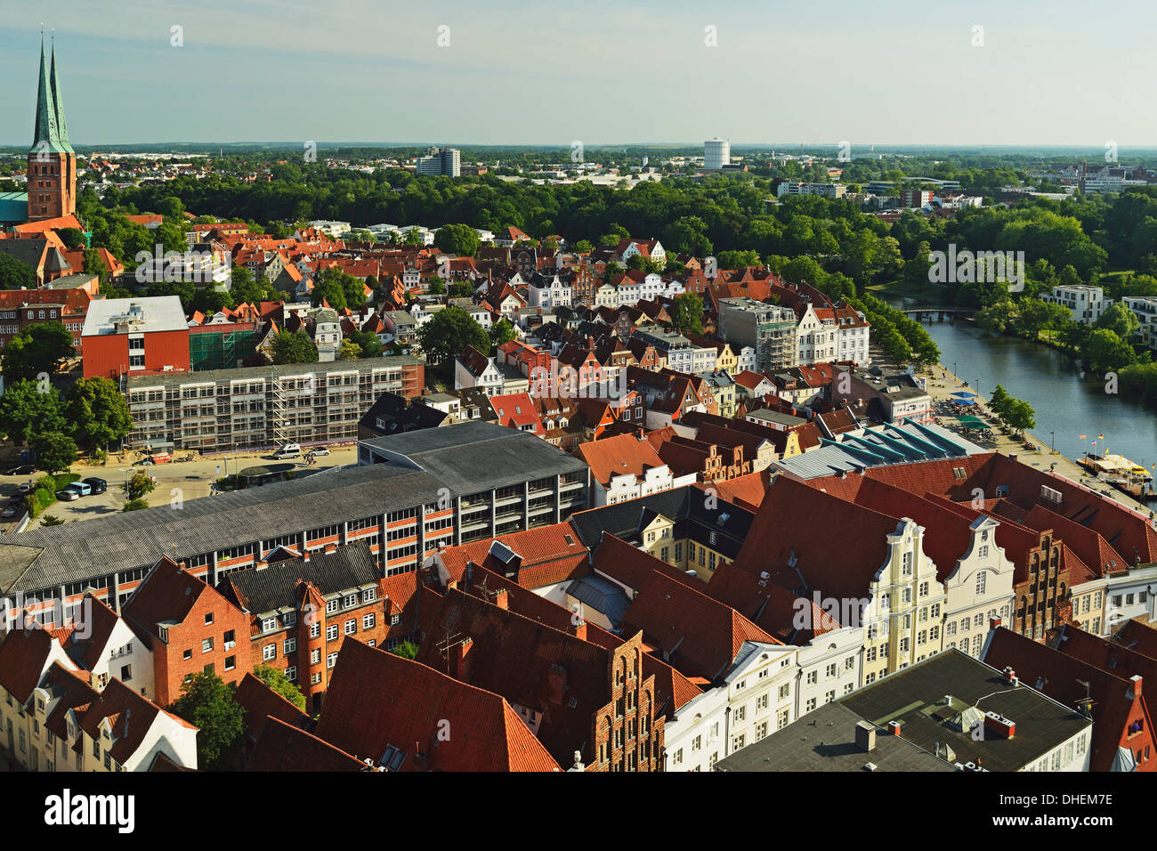 Vista aerea di Lubecca, Schleswig-Holstein, Germania, Europa Foto Stock