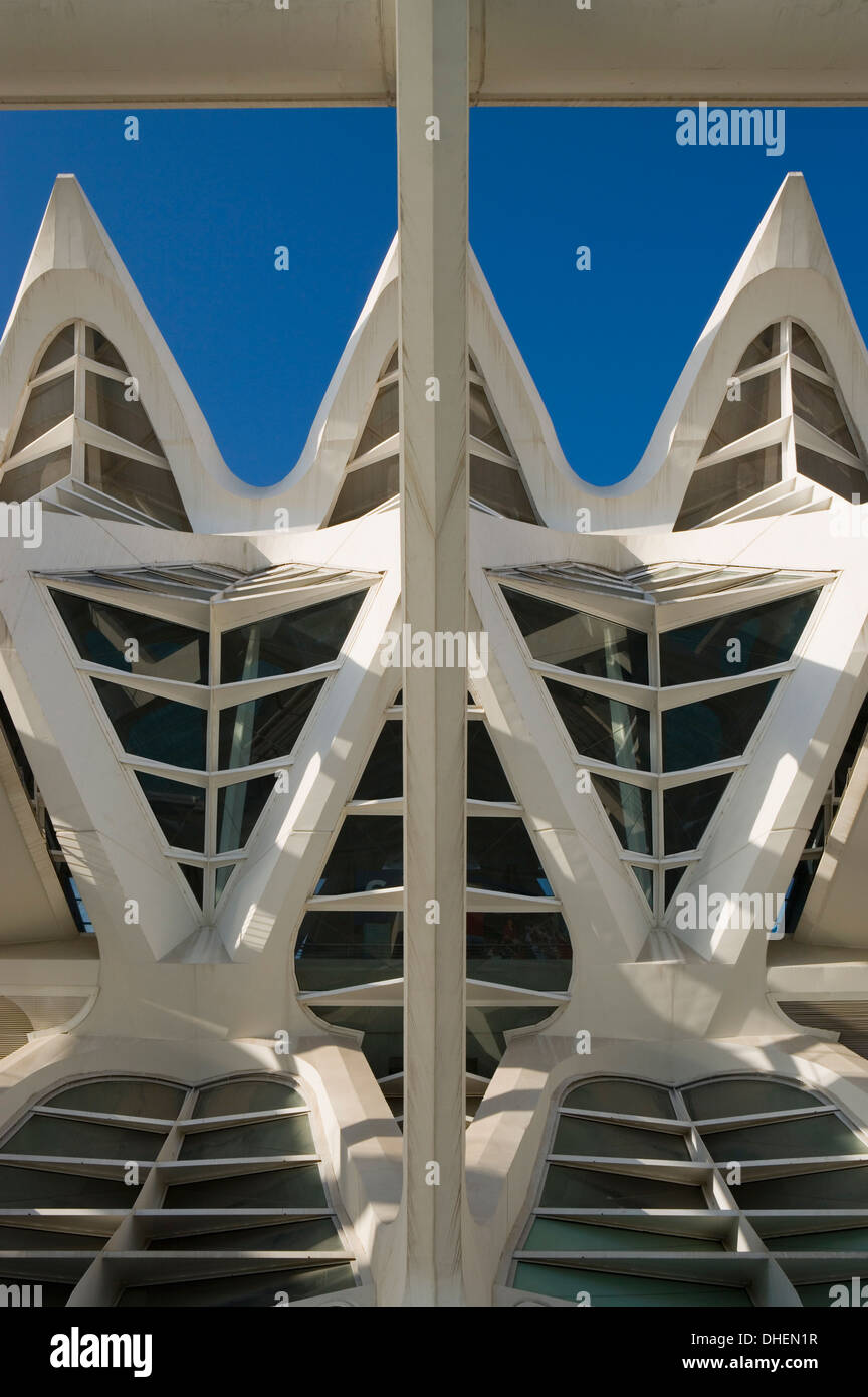 Il Museu de les Ciencies Principe Felipe, Ciutat de les Arts i de les Ciencies, Valencia, Costa del Azahar, Spagna Foto Stock