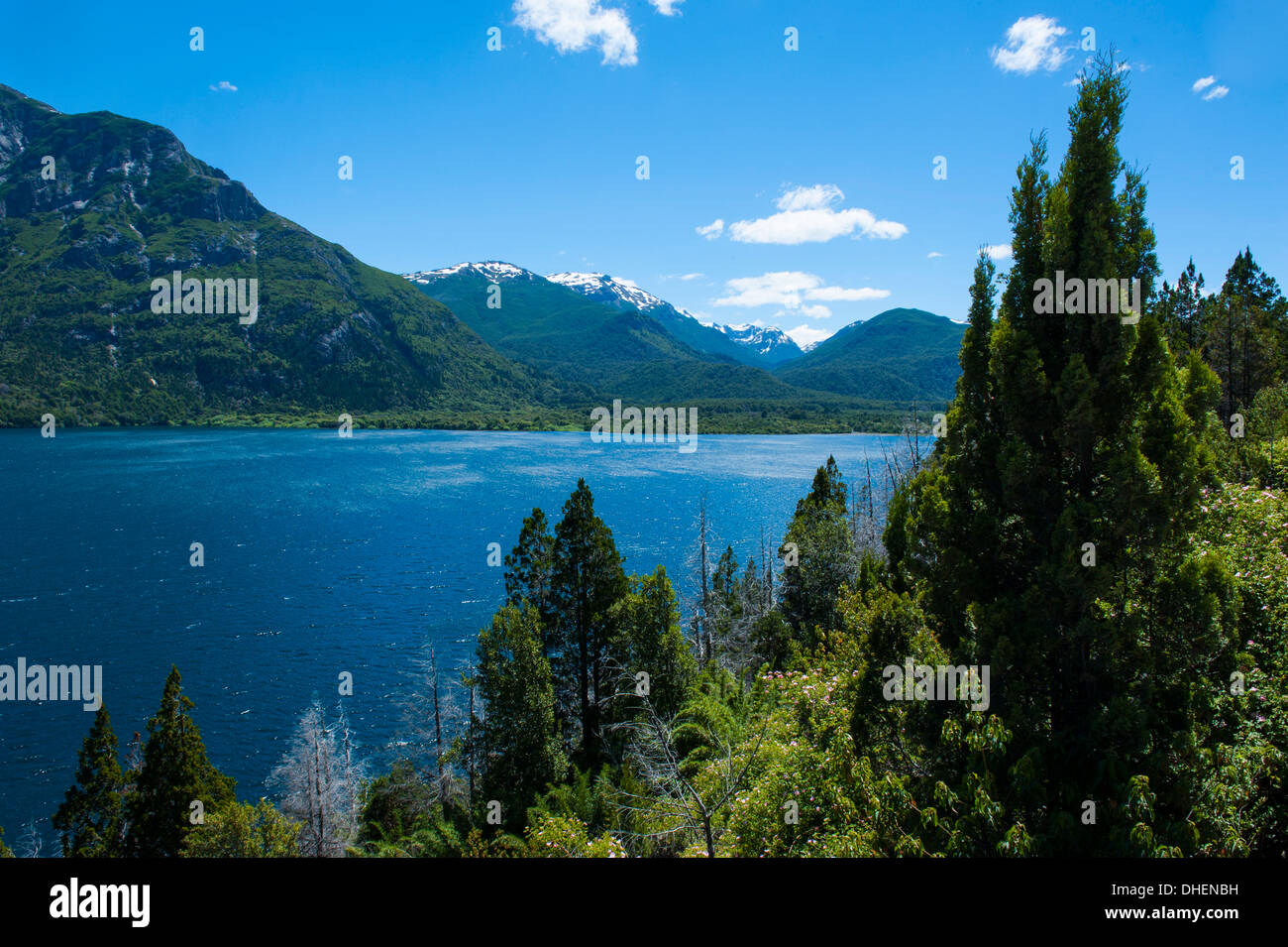 Bellissimo lago di montagna nella Los Alerces National Park, Chubut, Patagonia, Argentina Foto Stock