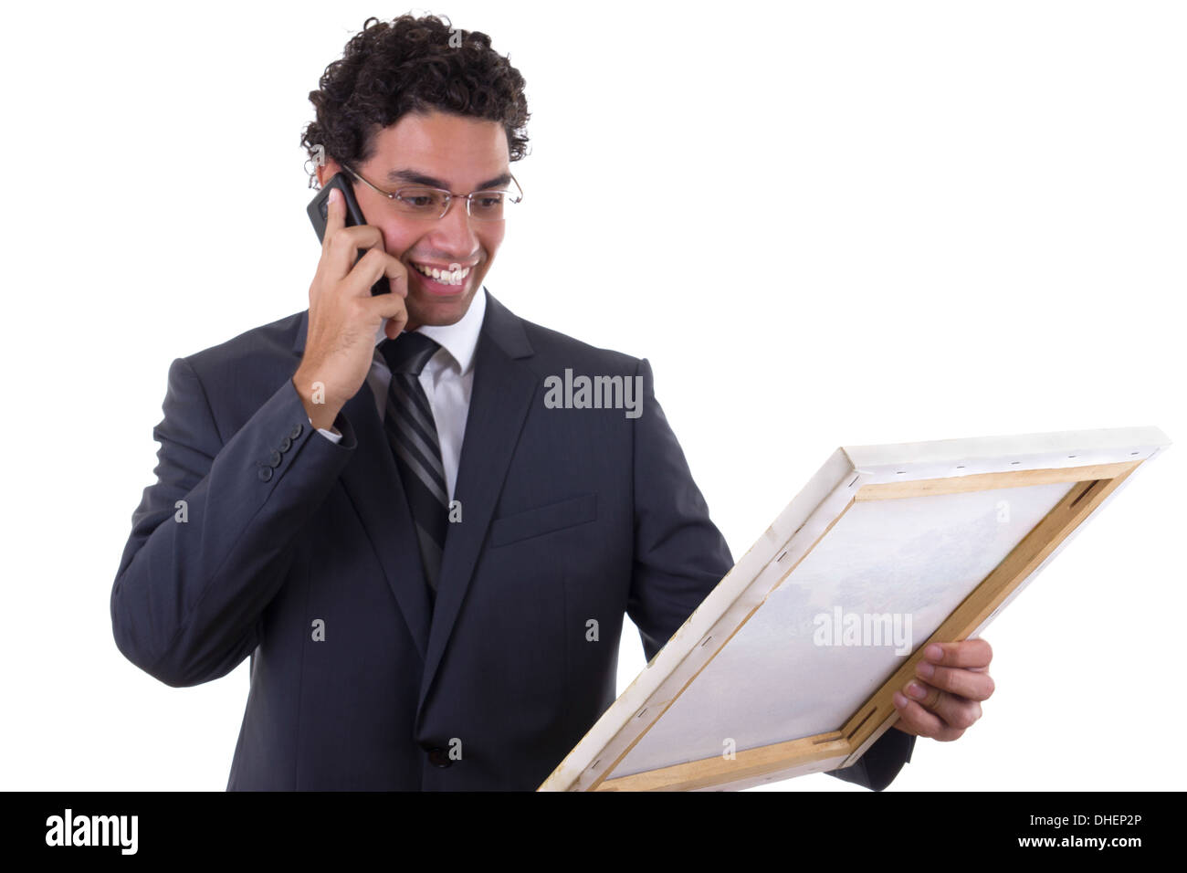 Uomo di acquisto pittura artistica e di essere soddisfatto con l'acquisto Foto Stock