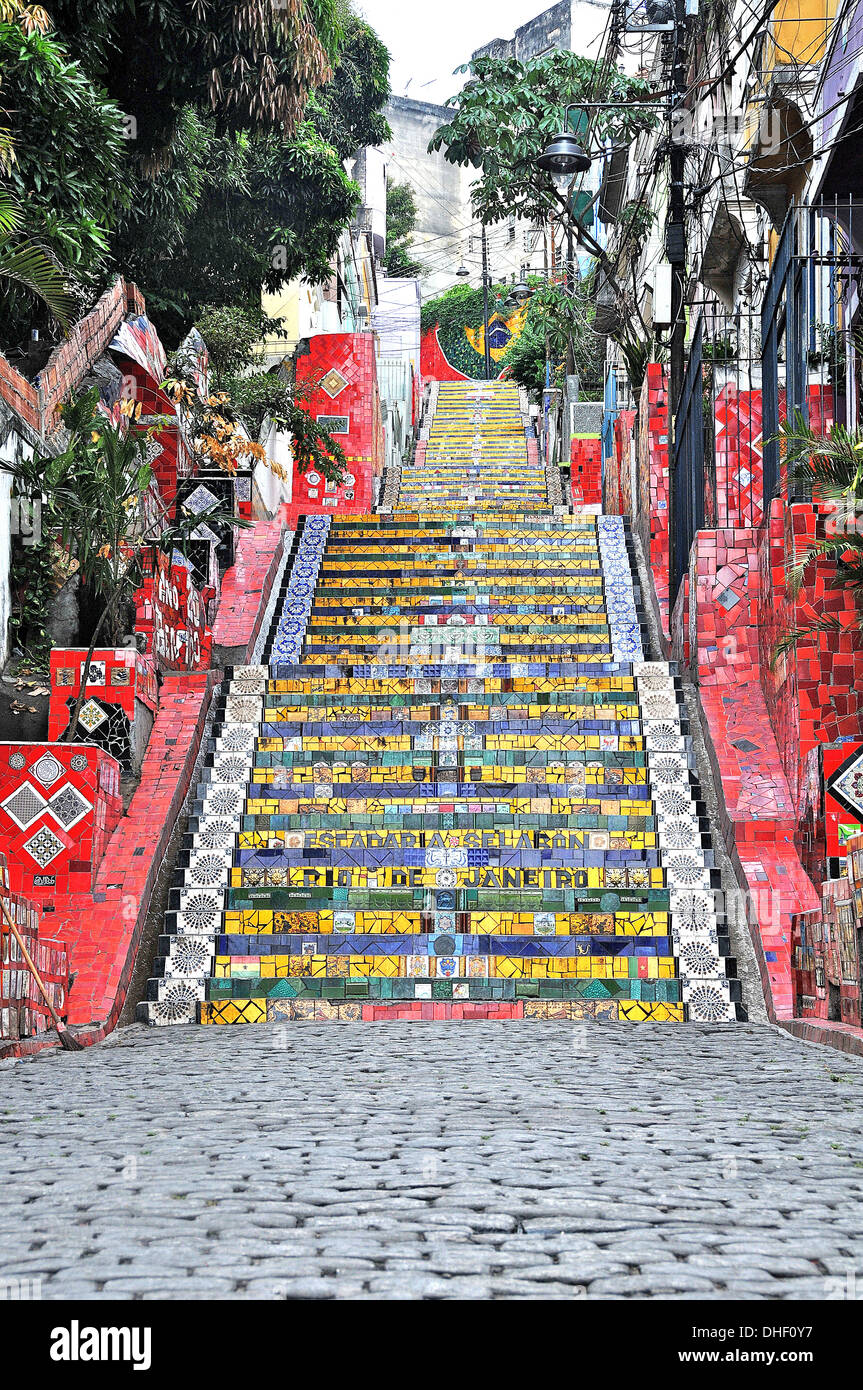 Fasi Selaron Lapa di Rio de Janeiro in Brasile America del Sud Foto Stock