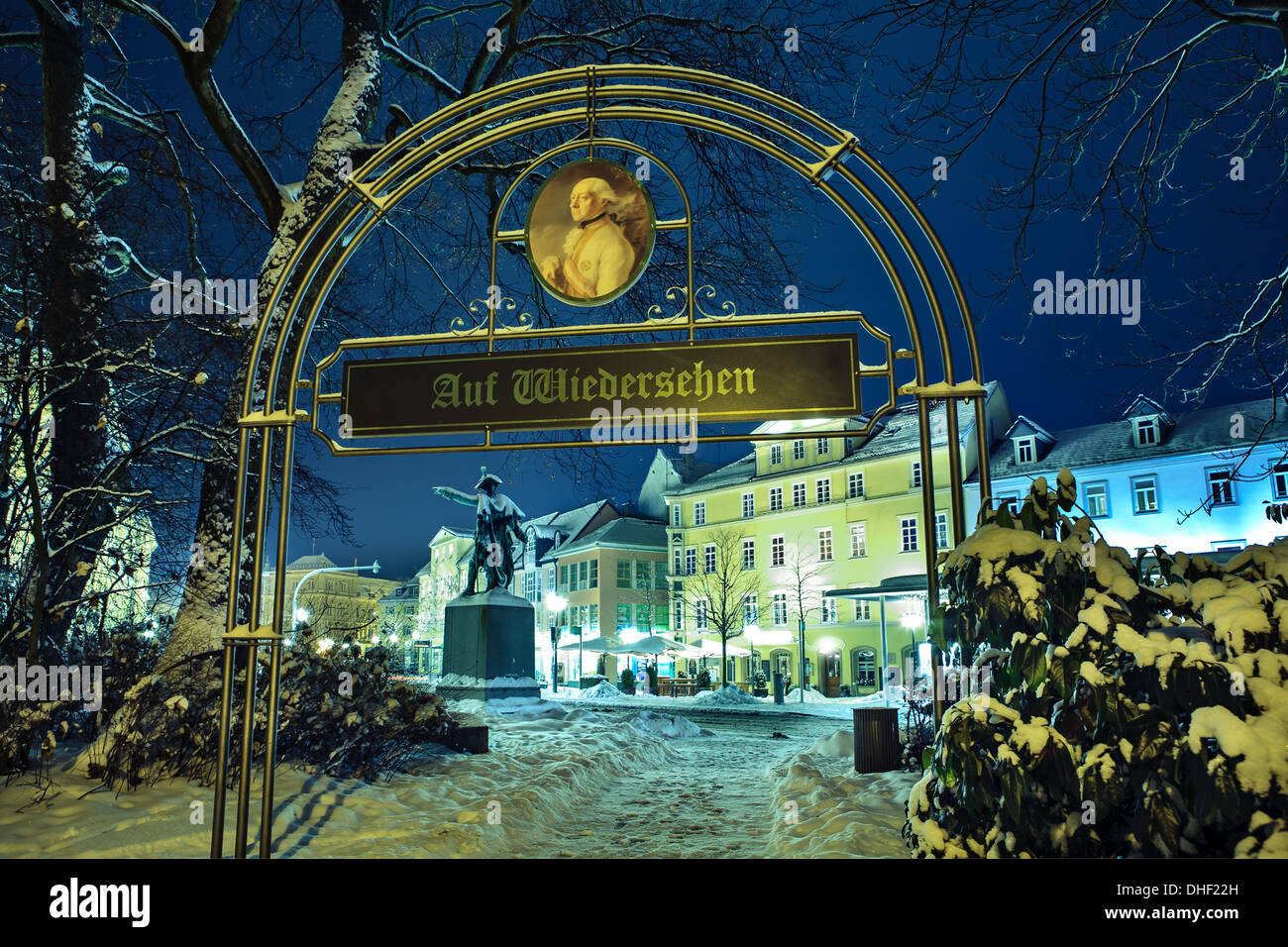 Scene notturne di Coburg invernale in Baviera, Germania Foto Stock