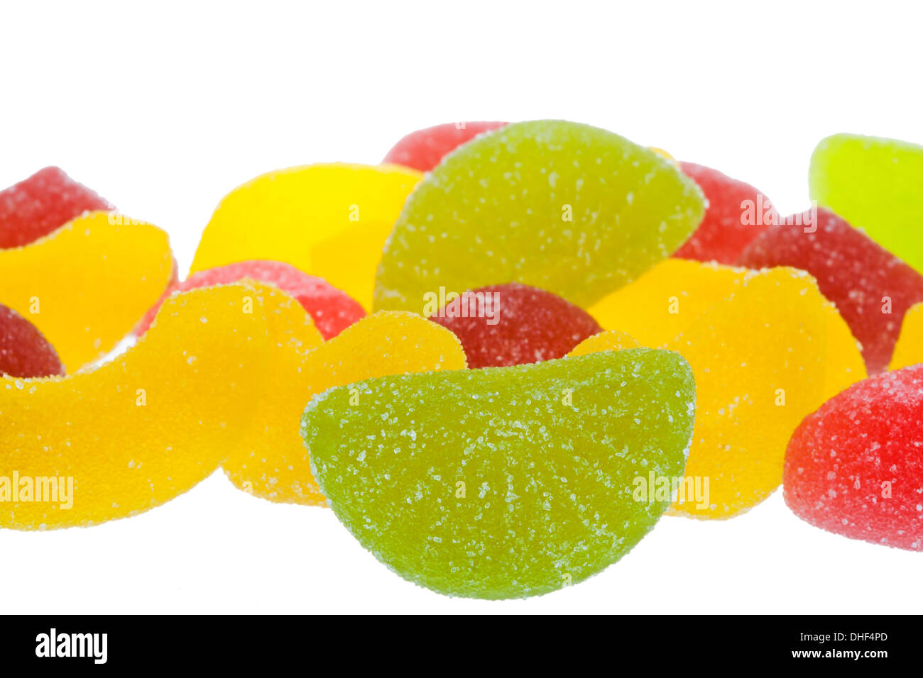 Deliziosa marmellata colorato su sfondo bianco Foto Stock