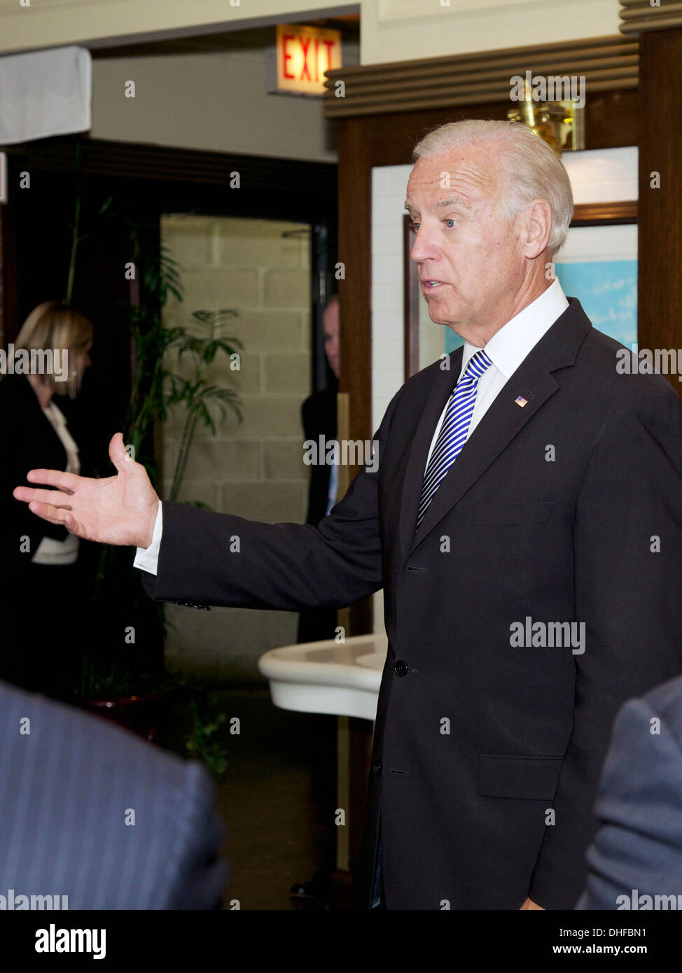 Il Vicepresidente degli Stati Uniti Joseph Biden parlando al Partito Democratico finalizzata alla raccolta di fondi. Foto Stock