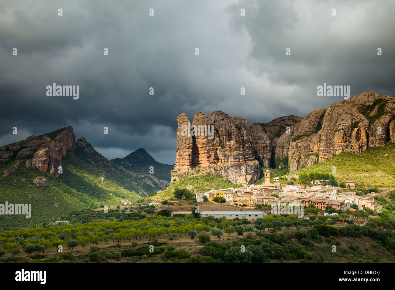 Mallos de Agüero, Huesca, Aragona, Spagna. Foto Stock