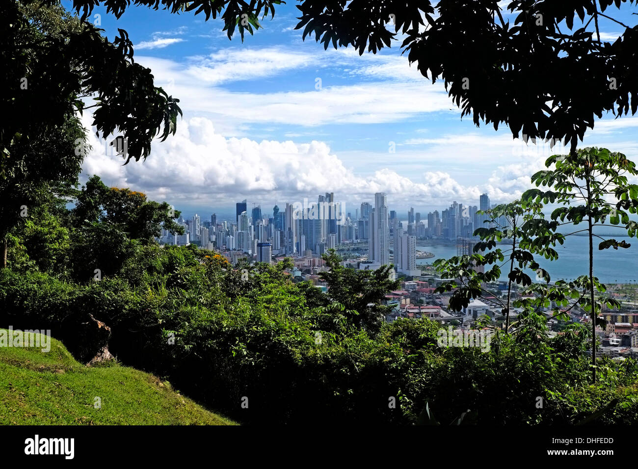 Panama cityscape come visto da di Ancon Hill Città di Panama, Repubblica di Panama Foto Stock