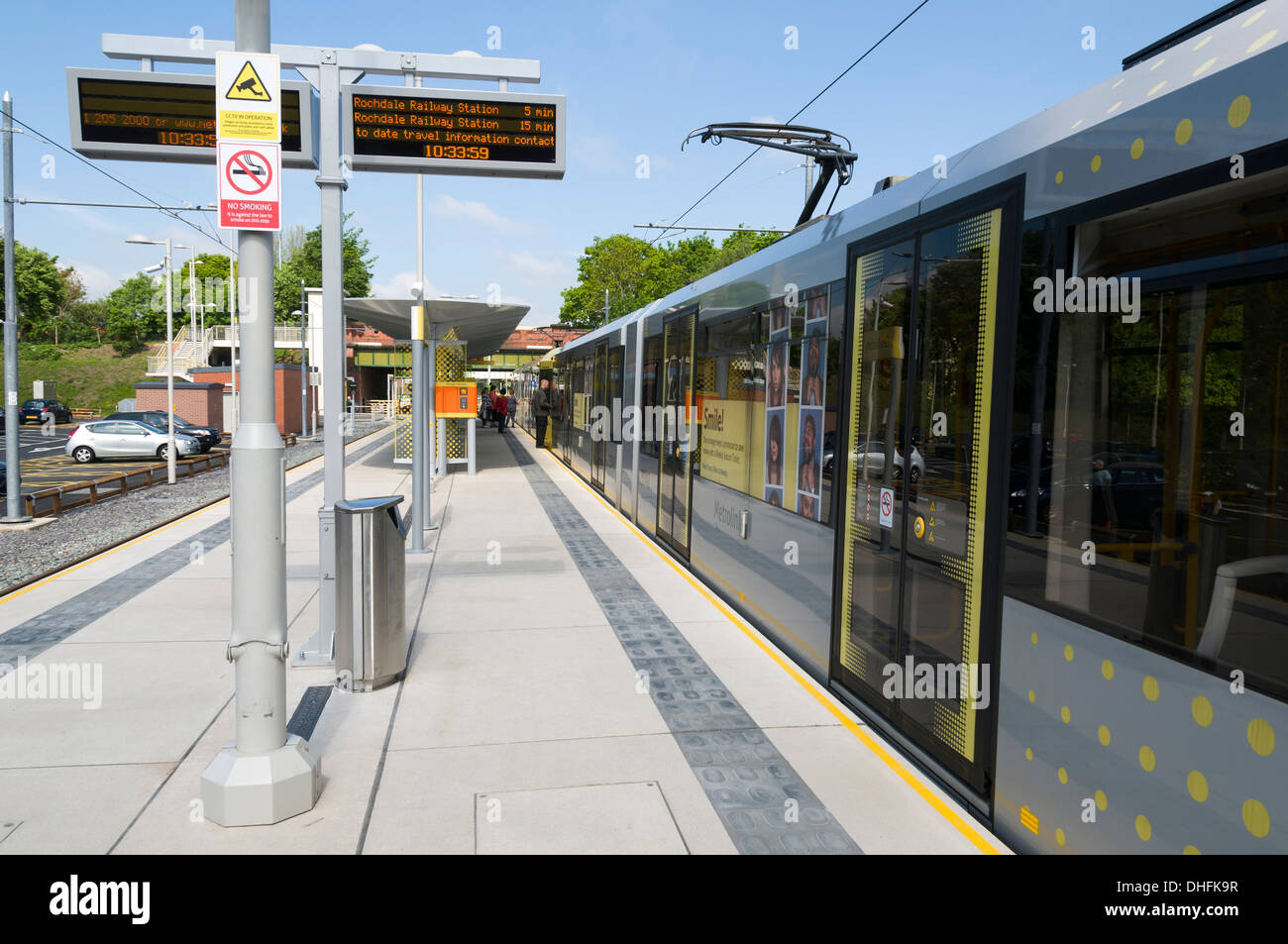 East didsbury Metrolink fermata del tram, Didsbury, Manchester, Inghilterra, Regno Unito Foto Stock