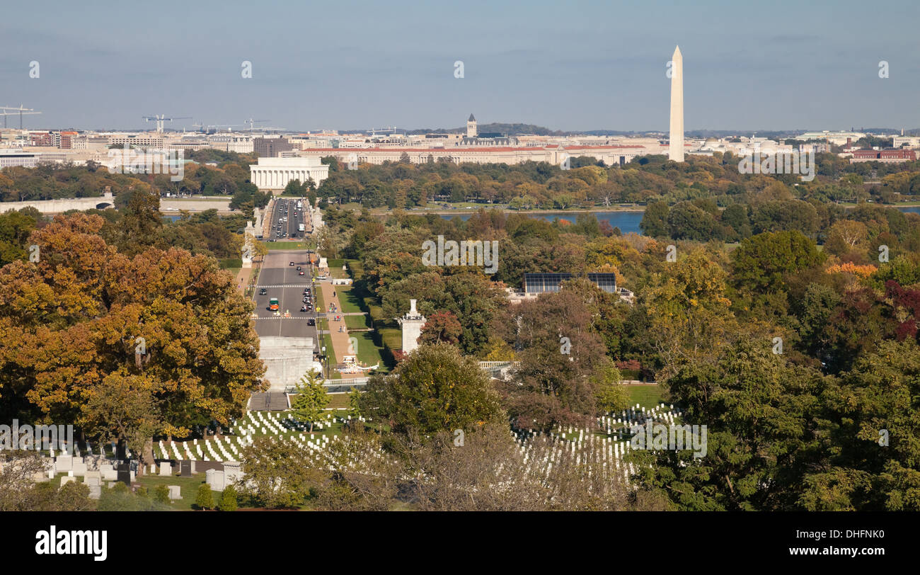 Washington DC panorama - Vista aerea di Arlington Hill Foto Stock