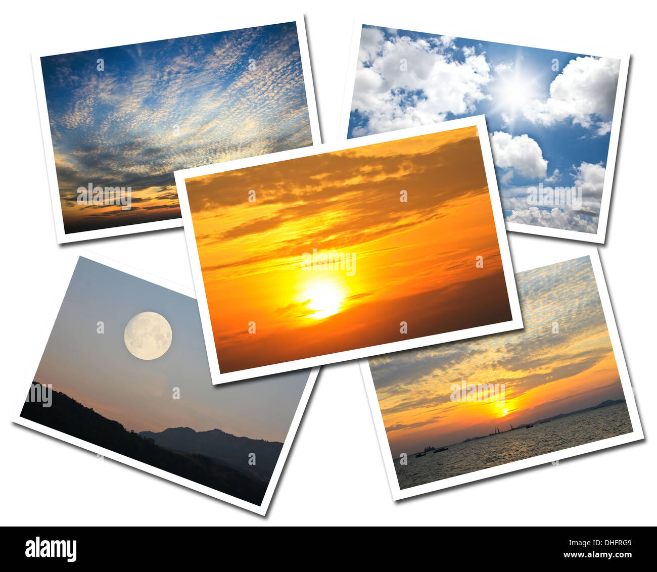 Collage di Sky cartoline isolati su sfondo bianco Foto Stock