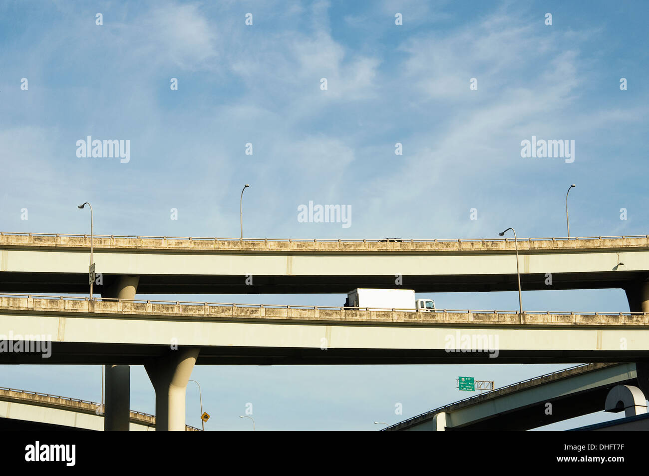 Una fotografia della I-405 approccio al Fremont Bridge a Portland, Oregon. Foto Stock