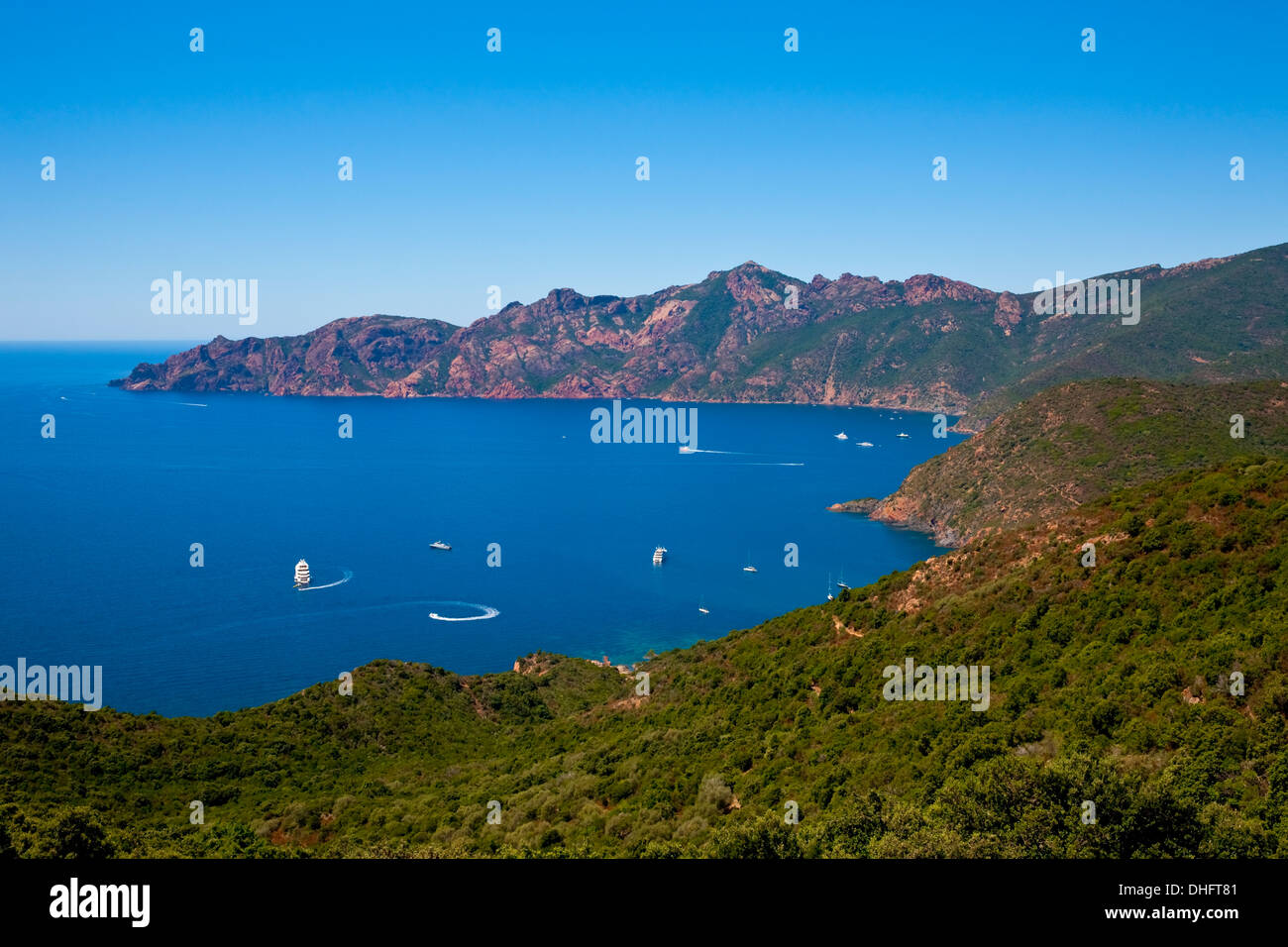 La riserva naturale di Scandola, riconosciuta dalle Nazioni Unite come un patrimonio mondiale naturale, Corsica, Francia, vicino a Porto Foto Stock