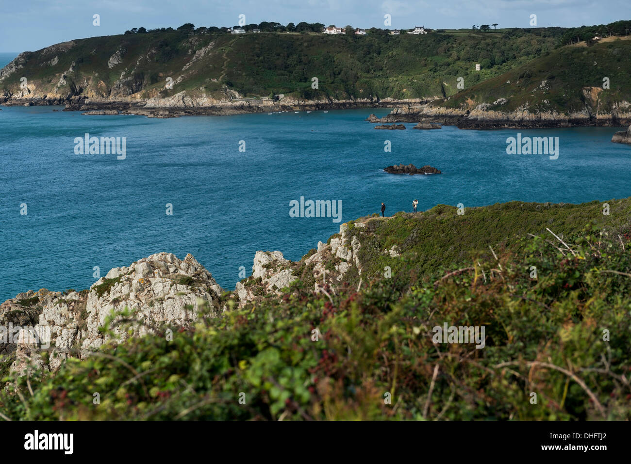 Moulin Huet Bay e Saints Bay, St Martin Guernsey, Isole del Canale. Foto Stock