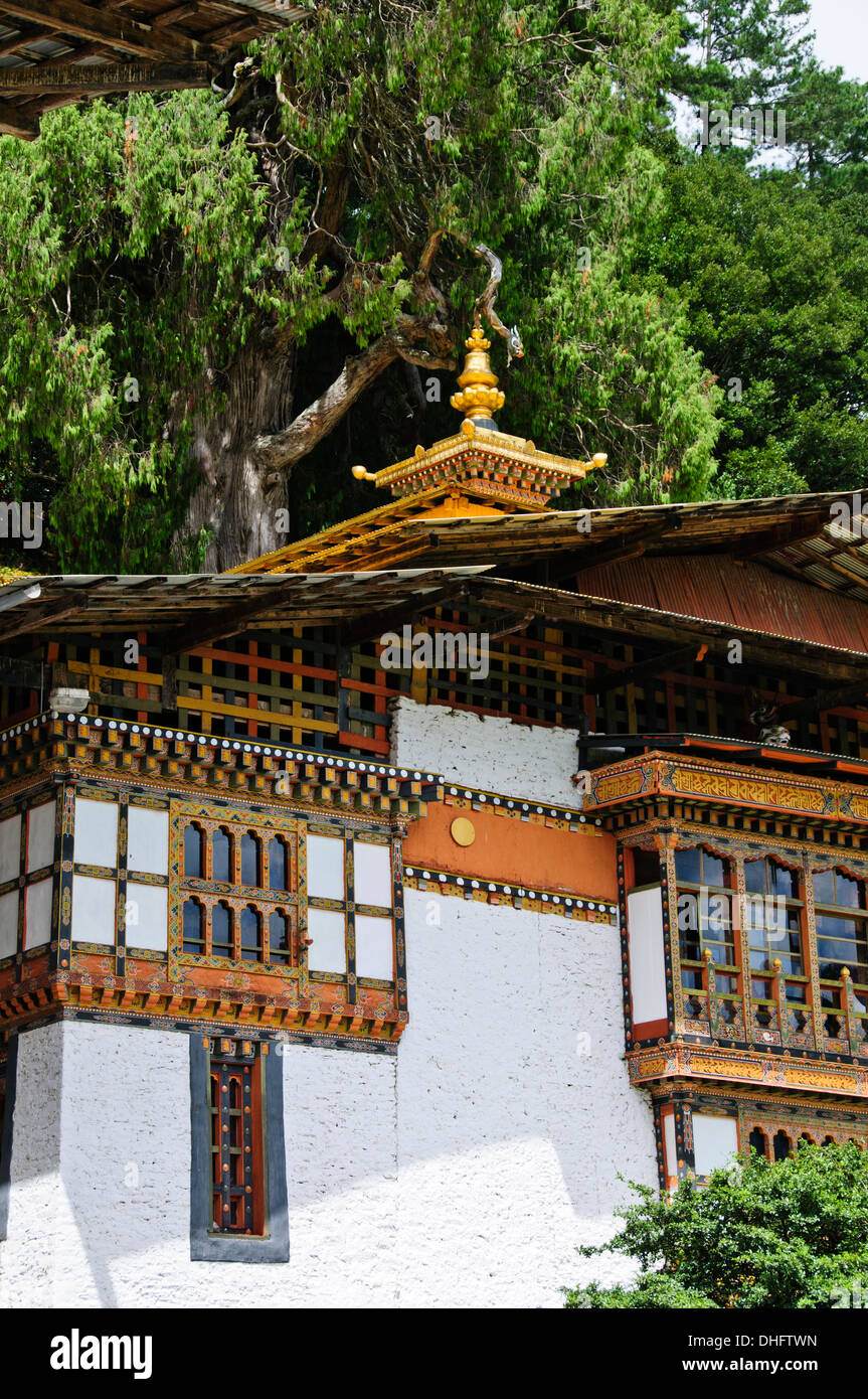 Kurjey lhakhang,buddista bhutanese santo tempio complesso,costituito da tre edifici,dopo guru rinpoce,bumthang,bhutan Foto Stock