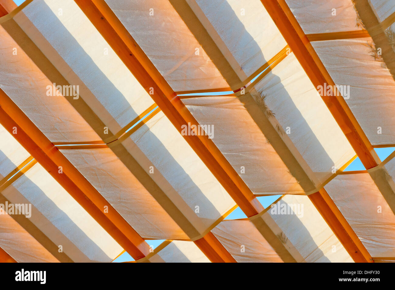 Prodotti tessili il riparo dalle intemperie in dettaglio Foto Stock