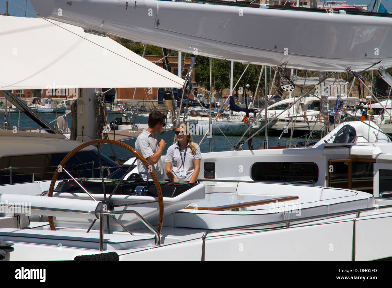 Superyacht deck yacht Mallorca Spagna Baleari Foto Stock