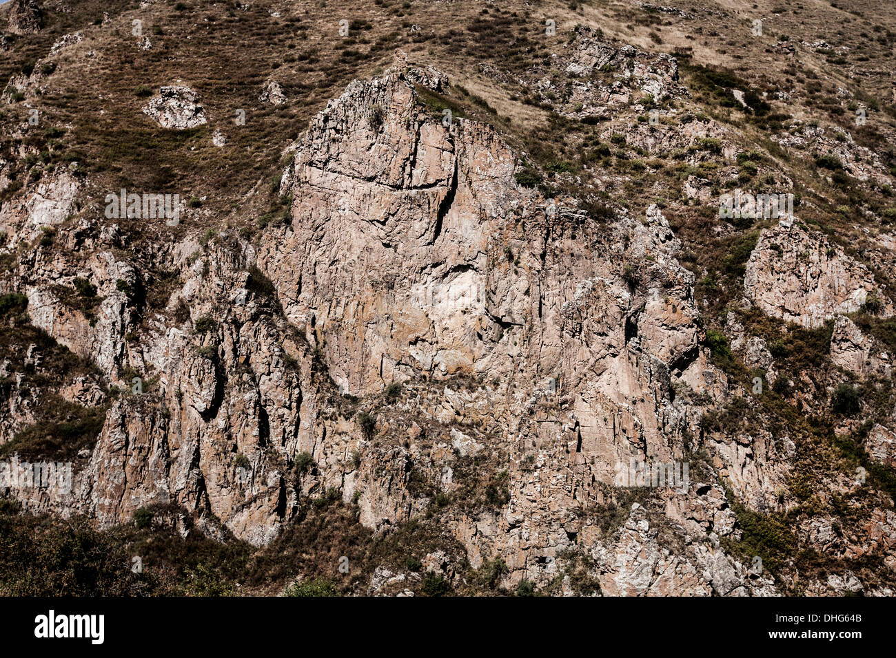 Una parte di roccia texture in montagne di Armenia, vicino al villaggio di Lernashen. Foto Stock