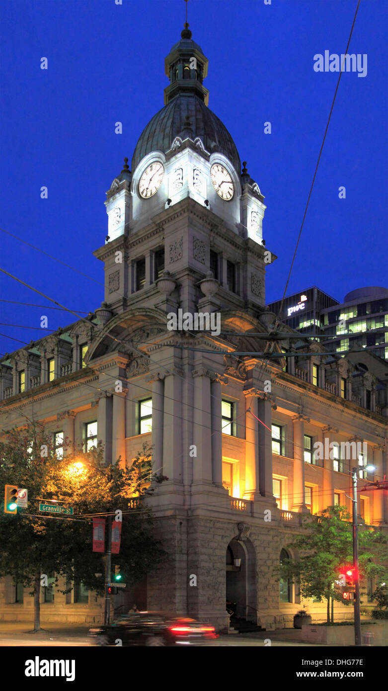 Canada Vancouver, Granville Street di notte, Foto Stock