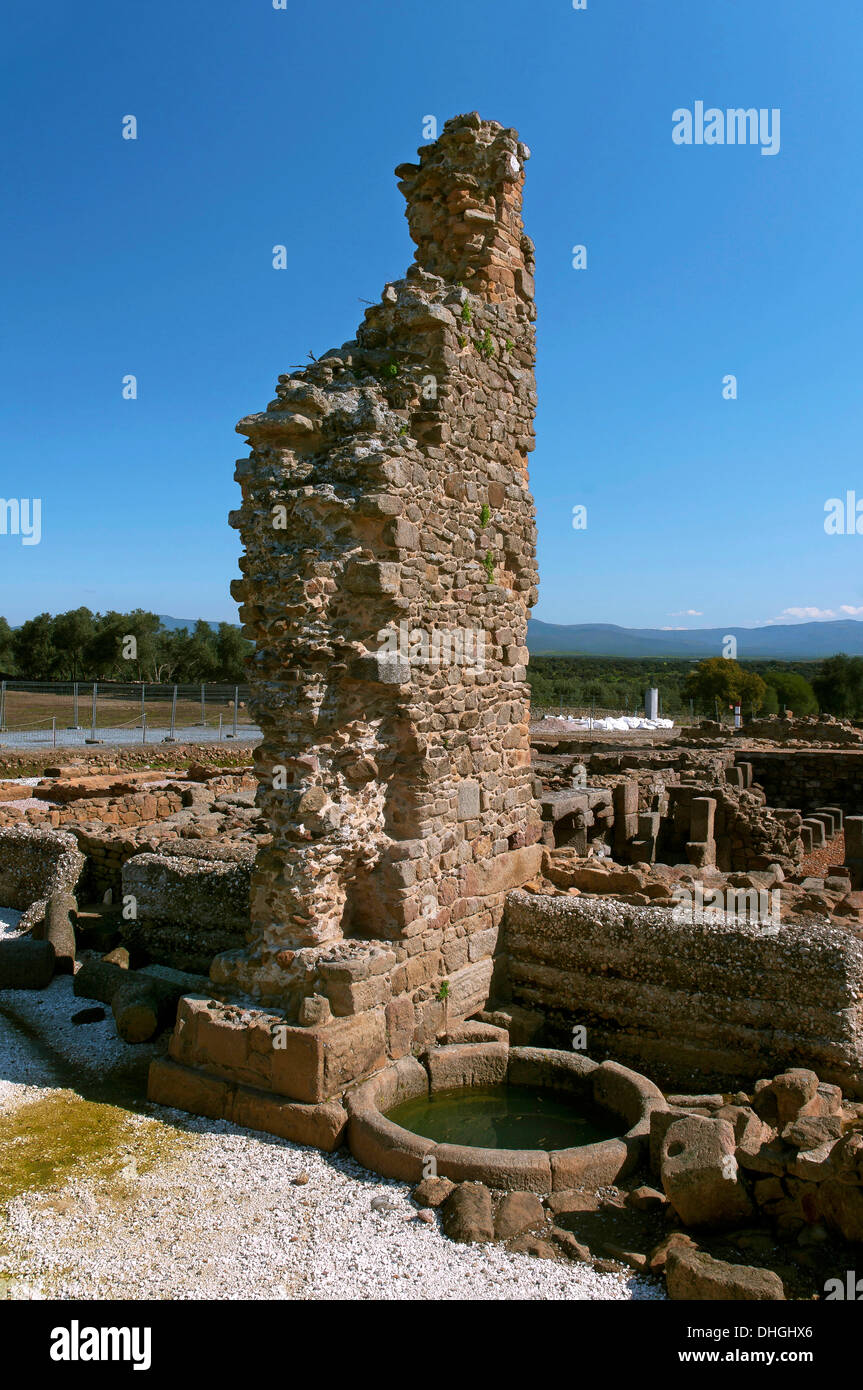 Le rovine romane di caparra, bagni termali, Guijo de Granadilla, Caceres-provincia, Spagna Foto Stock