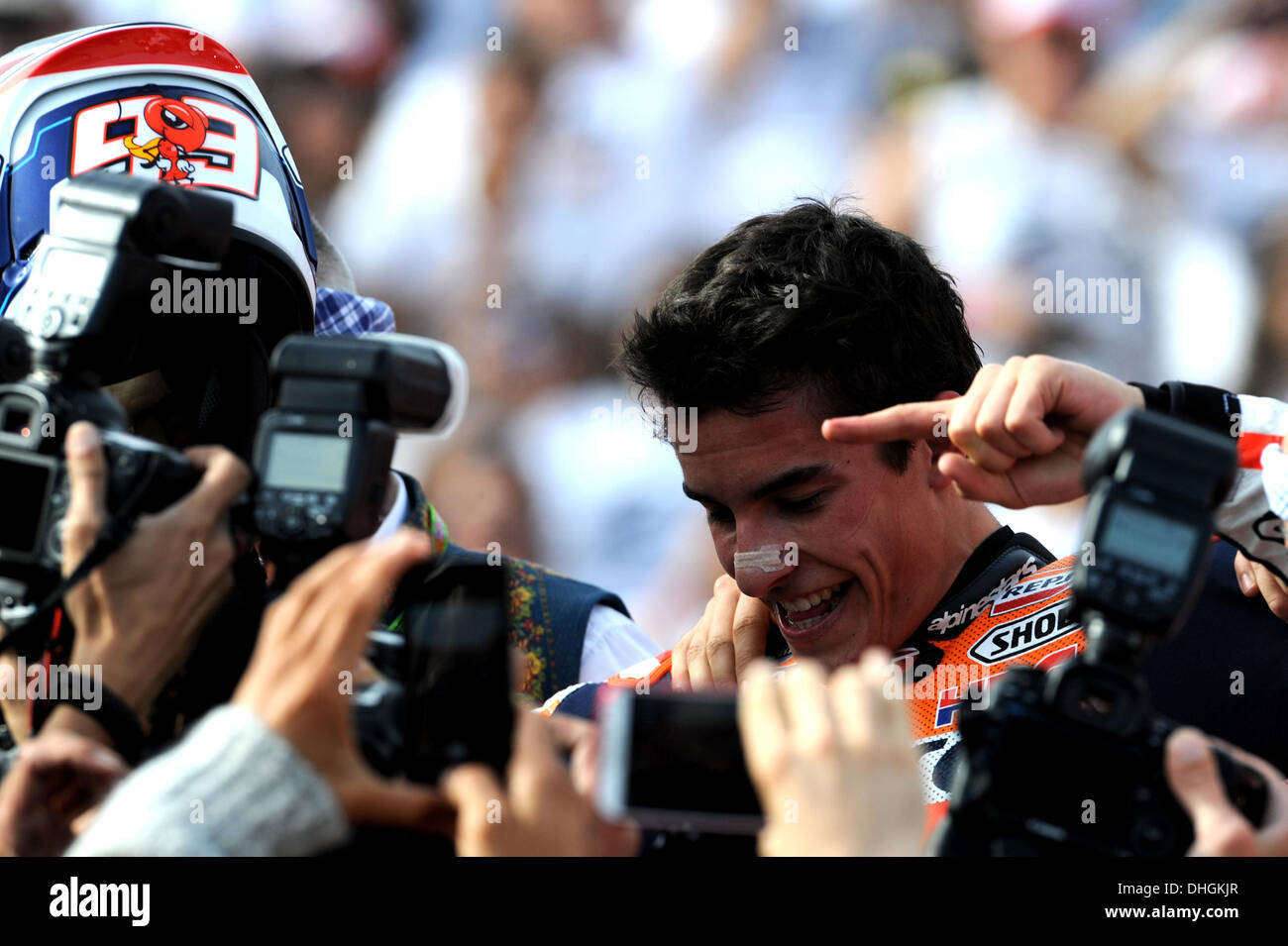 10.11.2013. Marc Marquez (Repsol Honda team) durante la gara al circuito Ricardo Tormo di Valencia il credito: Azione Plus immagini di sport/Alamy Live News Foto Stock