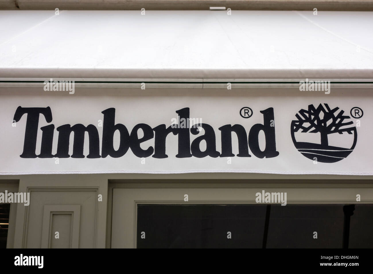 Logo del negozio Timberland a Parigi, Francia Foto Stock