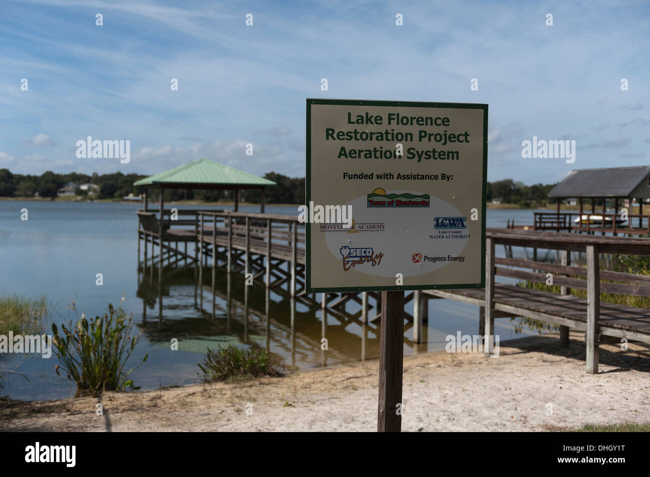 Il lago di Firenze in Montverde, Florida aerazione del progetto di restauro. Foto Stock
