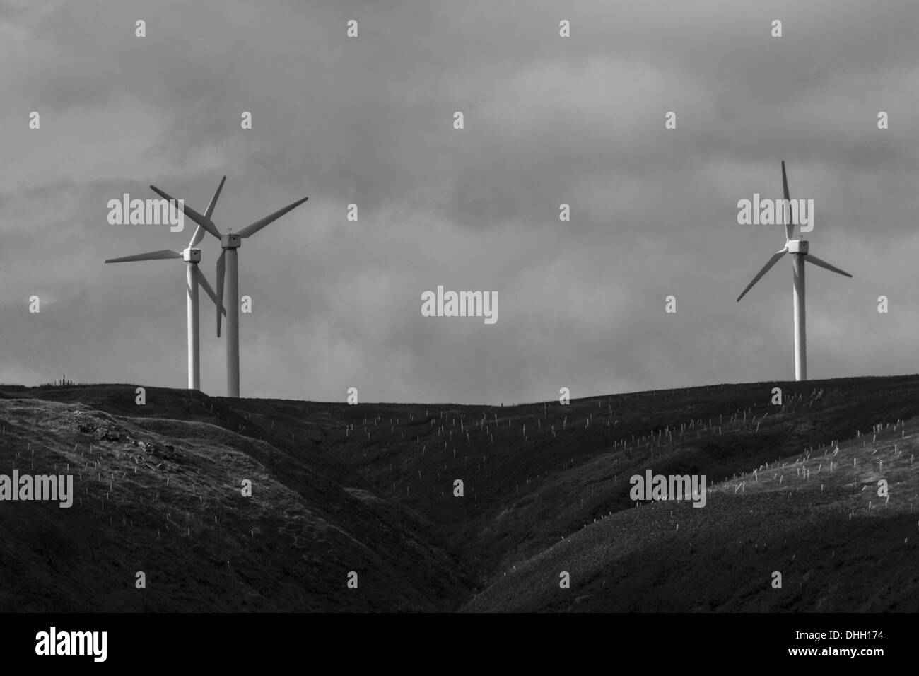 Una centrale eolica sulla parte superiore della valle Foto Stock