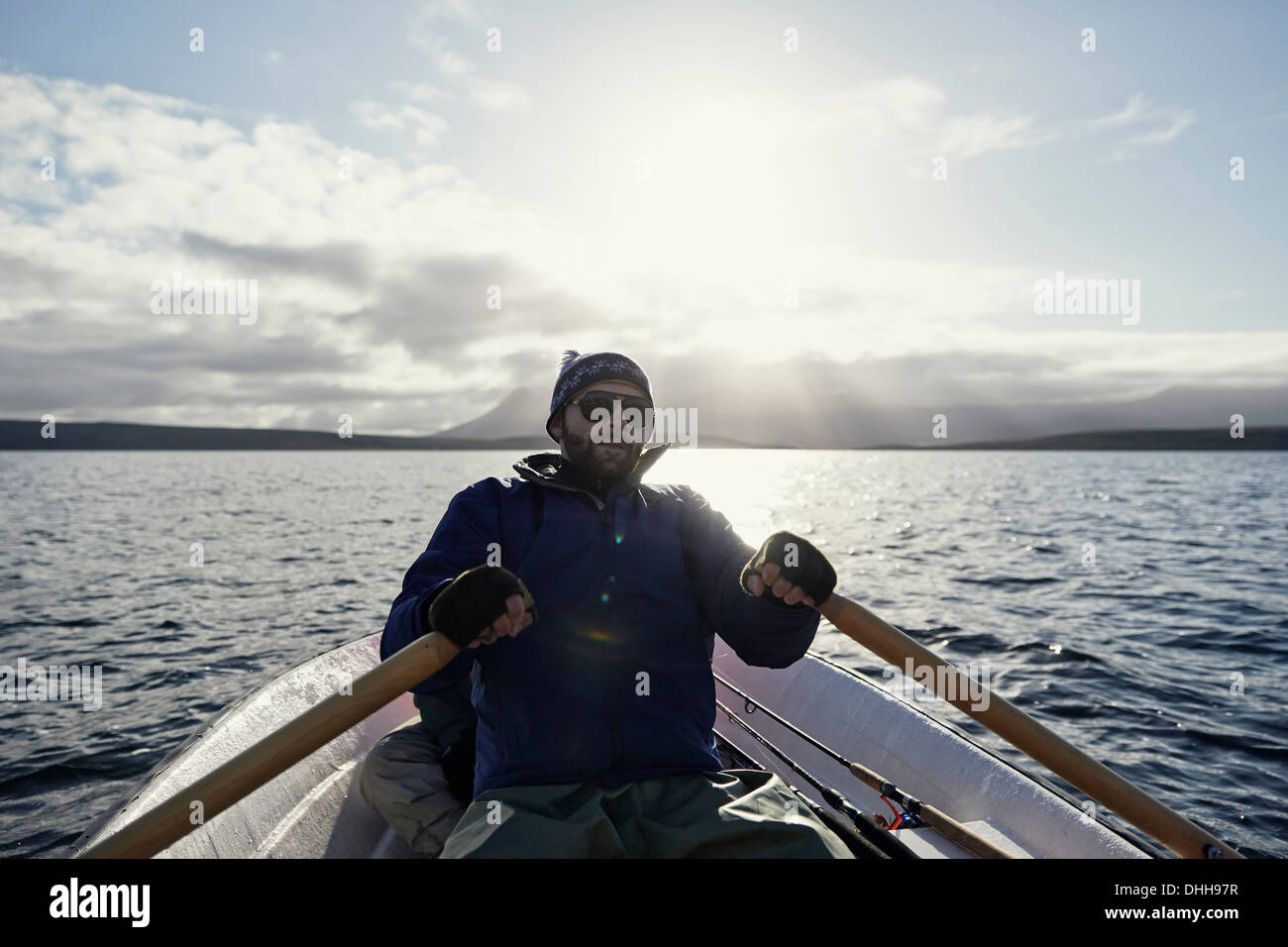 L'uomo sul viaggio di pesca Foto Stock
