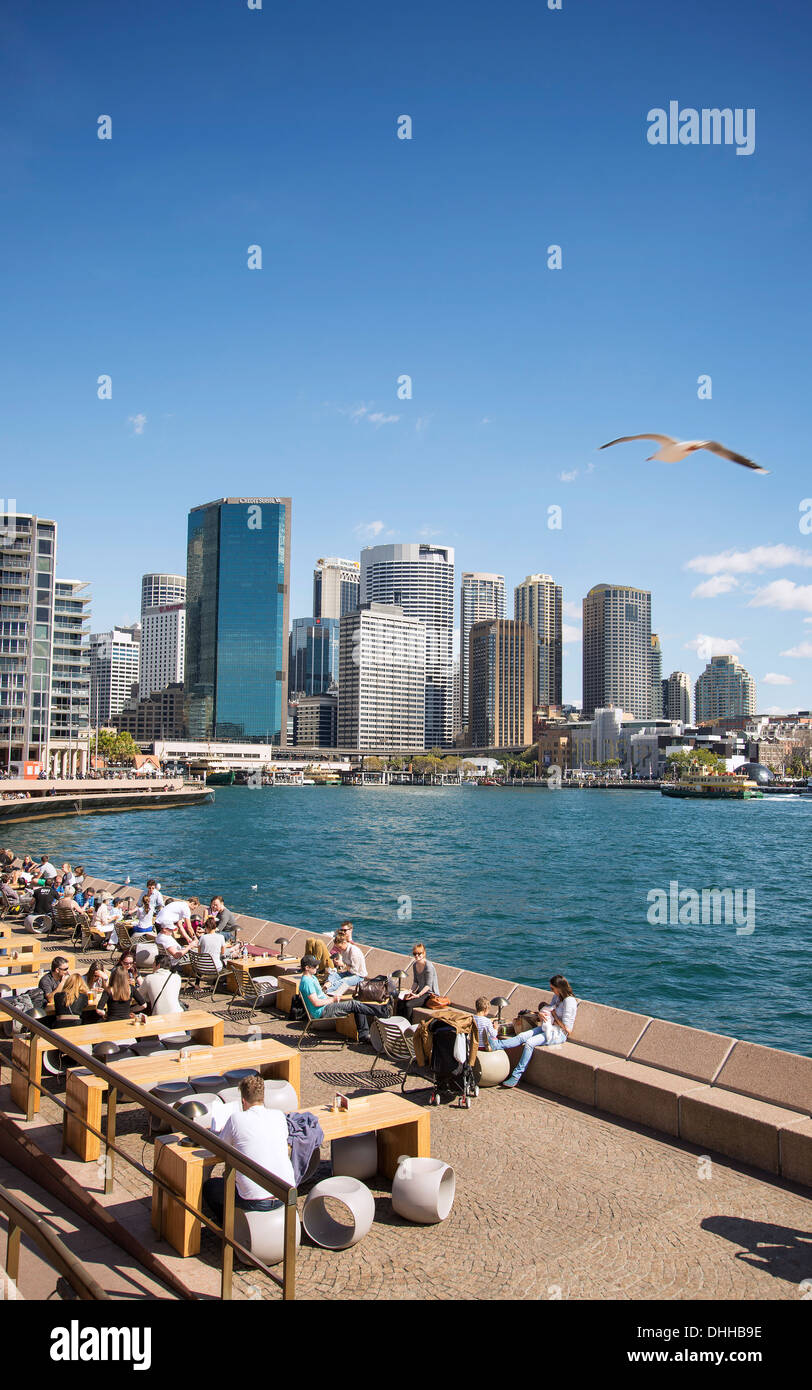 Il Circular Quay e lo skyline del centro di Sydney Australia Foto Stock