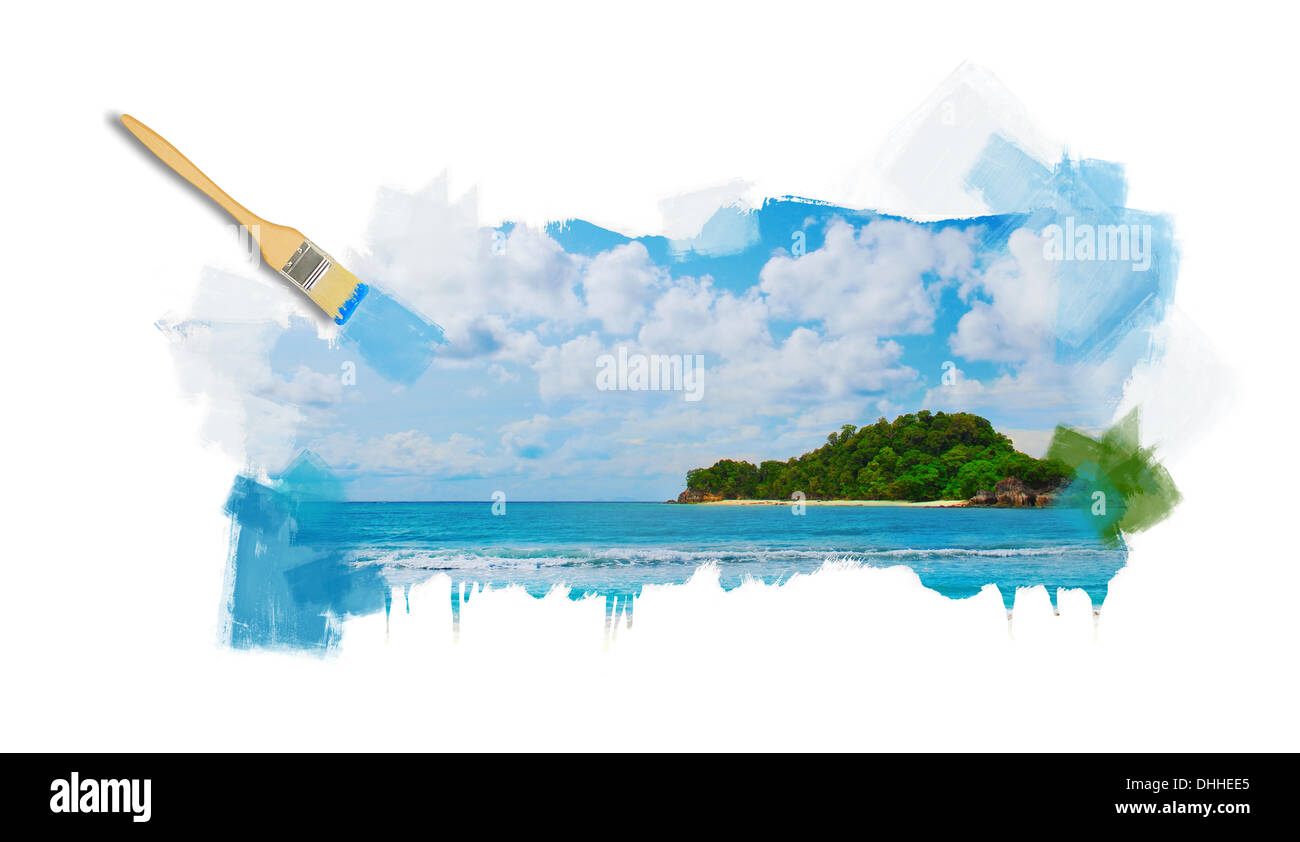 Soleggiata spiaggia tropicale sull'isola Foto Stock