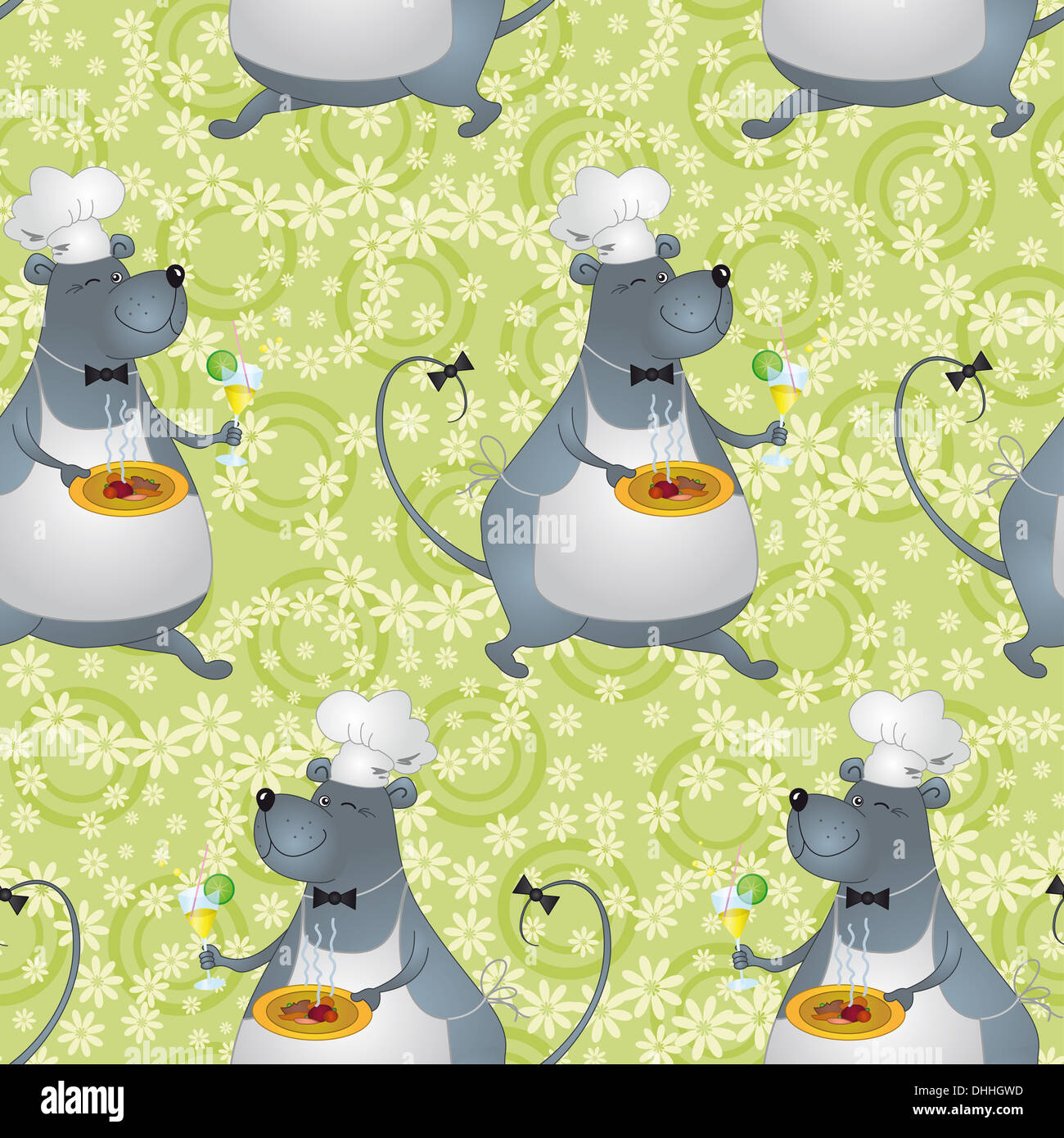 Sfondo senza giunture, cartoon rat cook Foto Stock