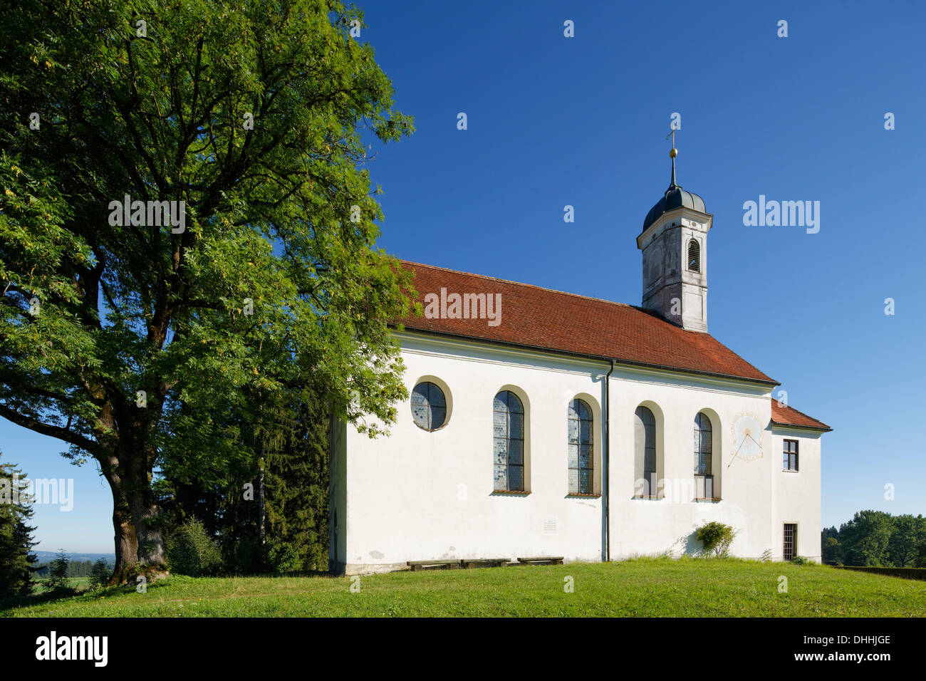 Chiesa di Santa Croce sul Monte Kreuzberg, Steingaden, Pfaffenwinkel regione, Alta Baviera, Baviera, Germania Foto Stock